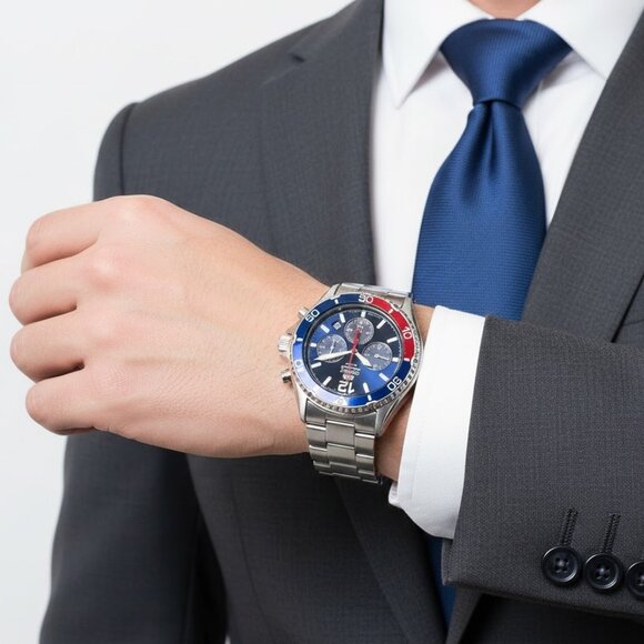 NWT Authentic Orient Mako Solar Chronograph Blue Dial Men\'s Watch
